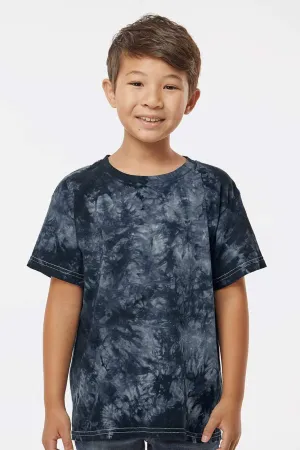Dyenomite Youth Crystal Tie Dyed Short Sleeve Crewneck T-Shirt - Black Crystal Clothing Dyenomite