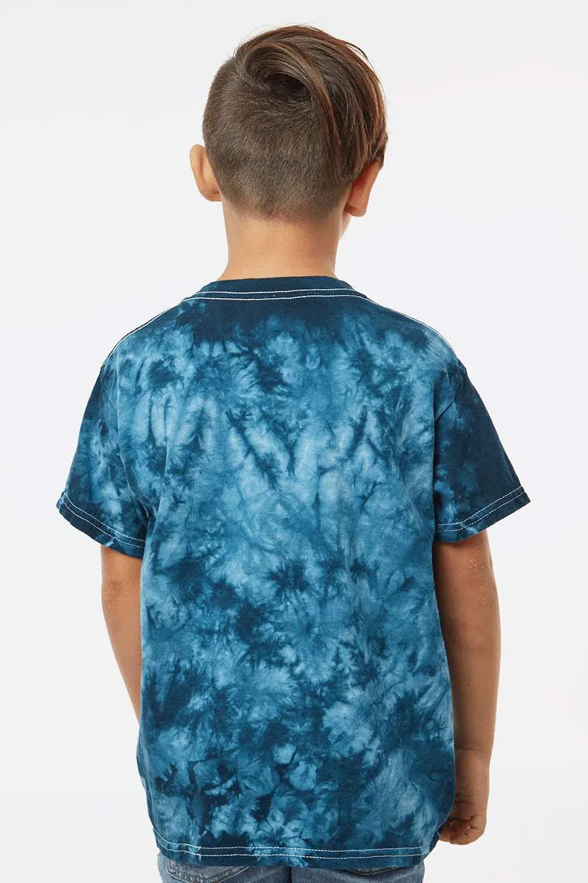 Dyenomite Youth Crystal Tie Dyed Short Sleeve Crewneck T-Shirt - Navy Blue Clothing Dyenomite