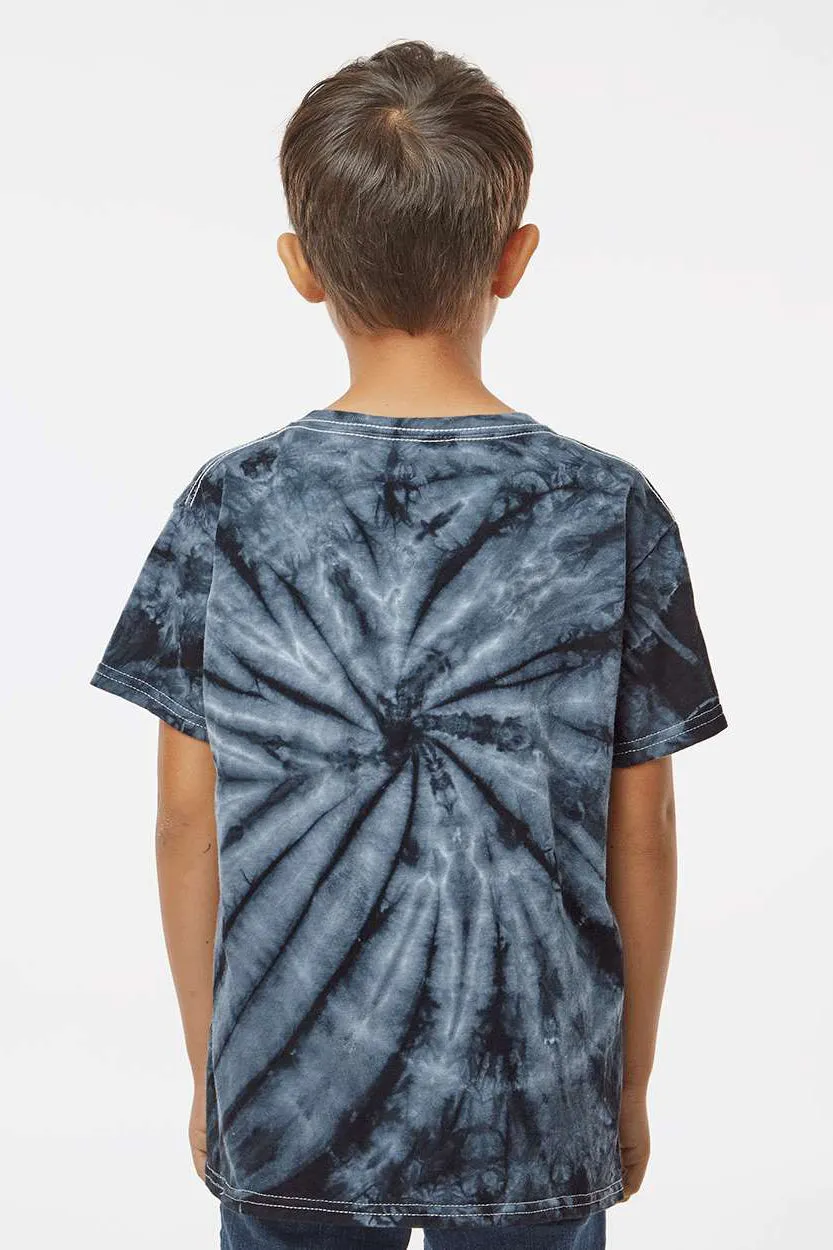 Dyenomite Youth Cyclone Pinwheel Tie Dyed Short Sleeve Crewneck T-Shirt - Black Clothing Dyenomite