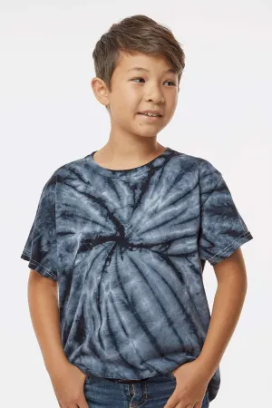 Dyenomite Youth Cyclone Pinwheel Tie Dyed Short Sleeve Crewneck T-Shirt - Black Clothing Dyenomite