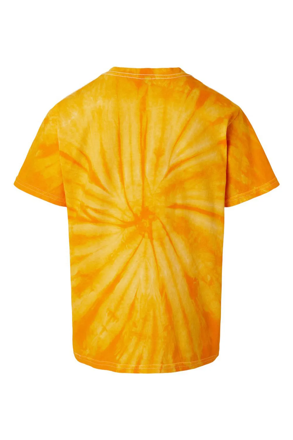 Dyenomite Youth Cyclone Pinwheel Tie Dyed Short Sleeve Crewneck T-Shirt - Gold Clothing Dyenomite