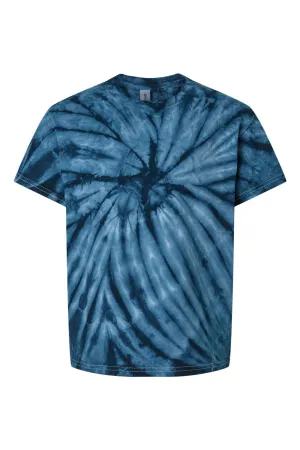 Dyenomite Youth Cyclone Pinwheel Tie Dyed Short Sleeve Crewneck T-Shirt - Navy Blue Clothing Dyenomite