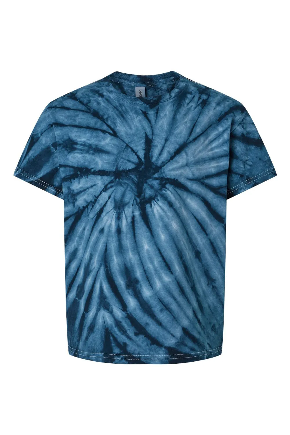 Dyenomite Youth Cyclone Pinwheel Tie Dyed Short Sleeve Crewneck T-Shirt - Navy Blue Clothing Dyenomite