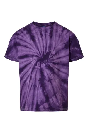 Dyenomite Youth Cyclone Pinwheel Tie Dyed Short Sleeve Crewneck T-Shirt - Purple Clothing Dyenomite