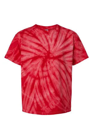 Dyenomite Youth Cyclone Pinwheel Tie Dyed Short Sleeve Crewneck T-Shirt - Red Clothing Dyenomite