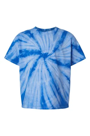 Dyenomite Youth Cyclone Pinwheel Tie Dyed Short Sleeve Crewneck T-Shirt - Royal Blue Clothing Dyenomite