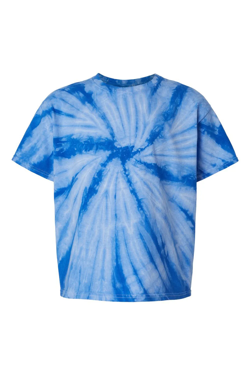 Dyenomite Youth Cyclone Pinwheel Tie Dyed Short Sleeve Crewneck T-Shirt - Royal Blue Clothing Dyenomite