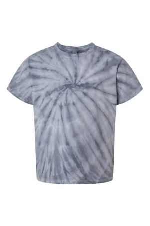 Dyenomite Youth Cyclone Pinwheel Tie Dyed Short Sleeve Crewneck T-Shirt - Silver Grey Clothing Dyenomite