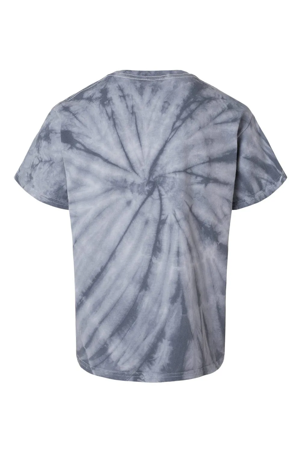 Dyenomite Youth Cyclone Pinwheel Tie Dyed Short Sleeve Crewneck T-Shirt - Silver Grey Clothing Dyenomite
