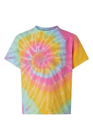 Dyenomite Youth Spiral Tie Dyed Short Sleeve Crewneck T-Shirt - Aerial Spiral Clothing Dyenomite