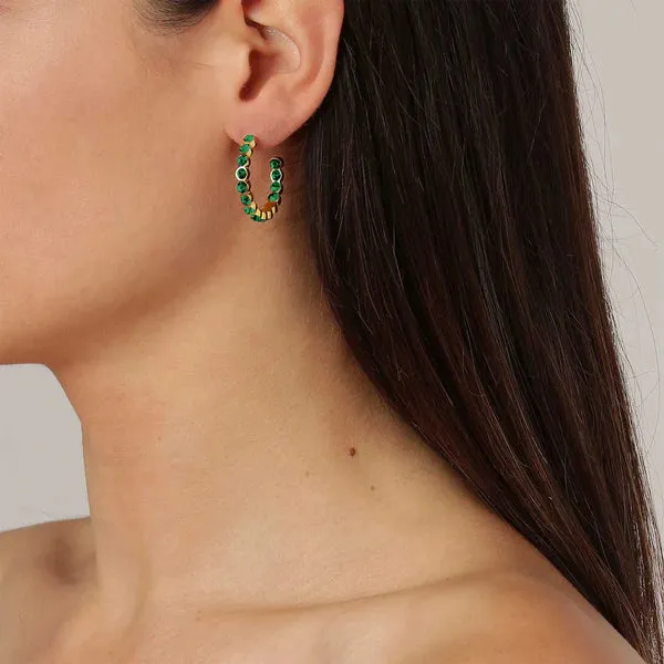 Dyrberg/Kern Jewellery Dyrberg/Kern - Holly Gold Hoop Earrings Emerald