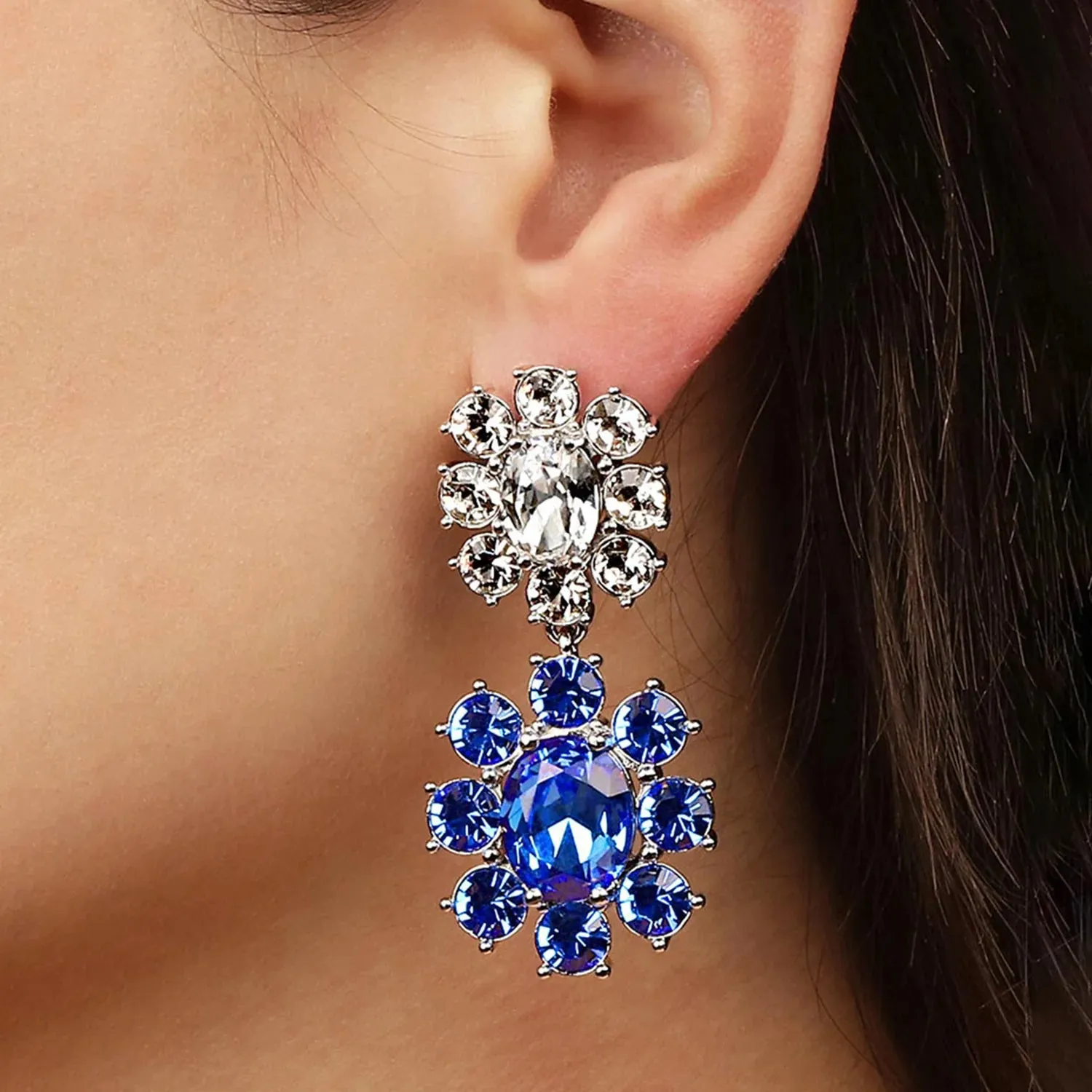 Dyrberg/Kern Jewellery Dyrberg/Kern - Lina SS Floral Earrings Blue & Silver