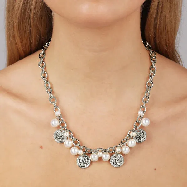 Dyrberg/Kern Jewellery Dyrberg/Kern - Penelope Shiny Silver Necklace White Pear
