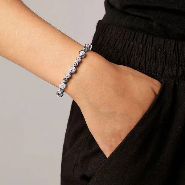 Dyrberg/Kern Jewellery Dyrberg/Kern - Teresia Shiny Silver Tennis Bracelet Vintage Rose & Grey