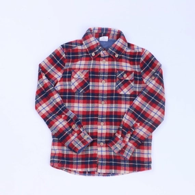 Egg Boys Red Plaid Button Down Long Sleeve graphic tees for boys, polo shirts boys