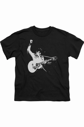 Elvis Presley Black And White Guitarman Short Sleeve Youth Tee / T-Shirt graphic tees for boys, polo shirts boys