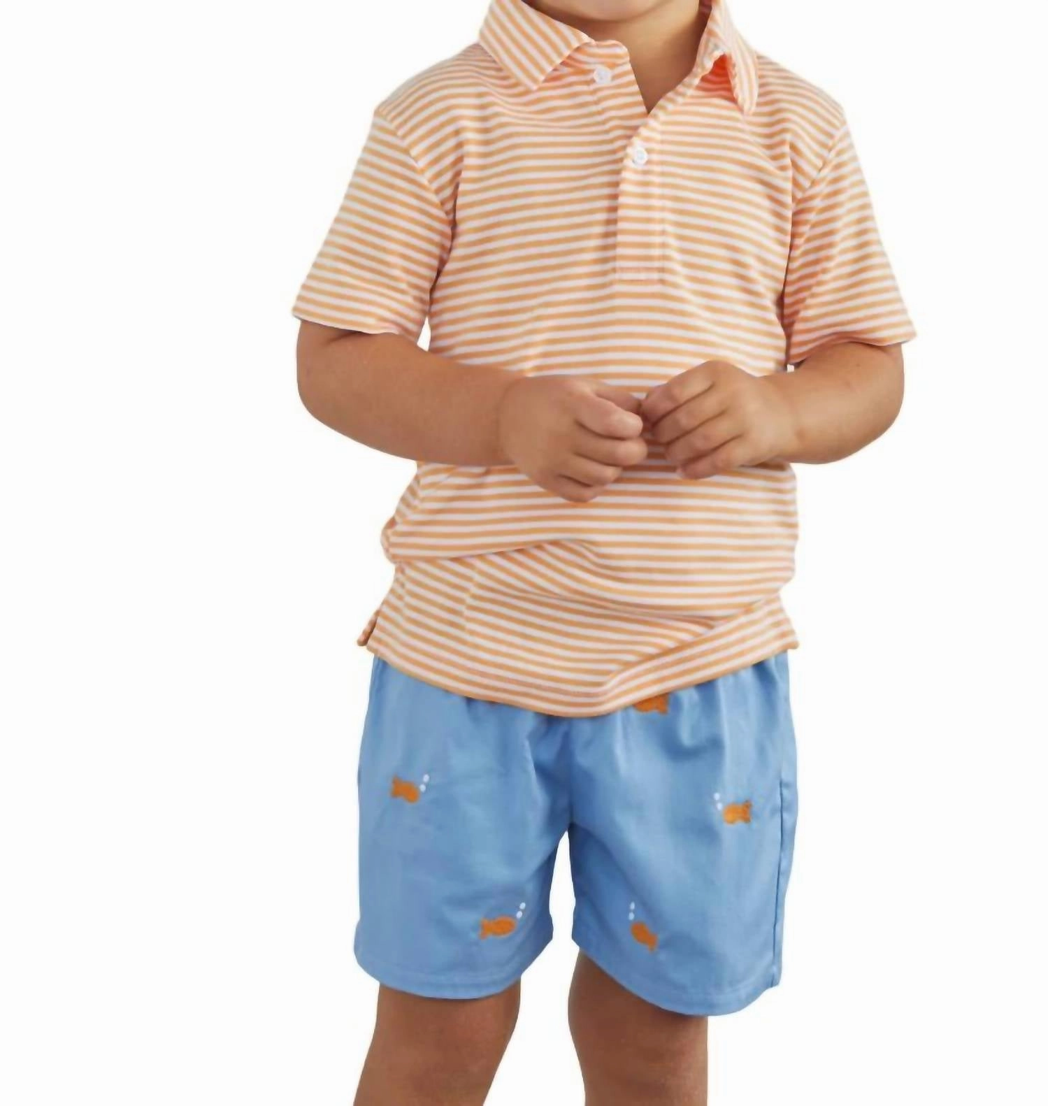 Embroidered Basic Short In Goldfish boys athletic shorts, cargo shorts boys