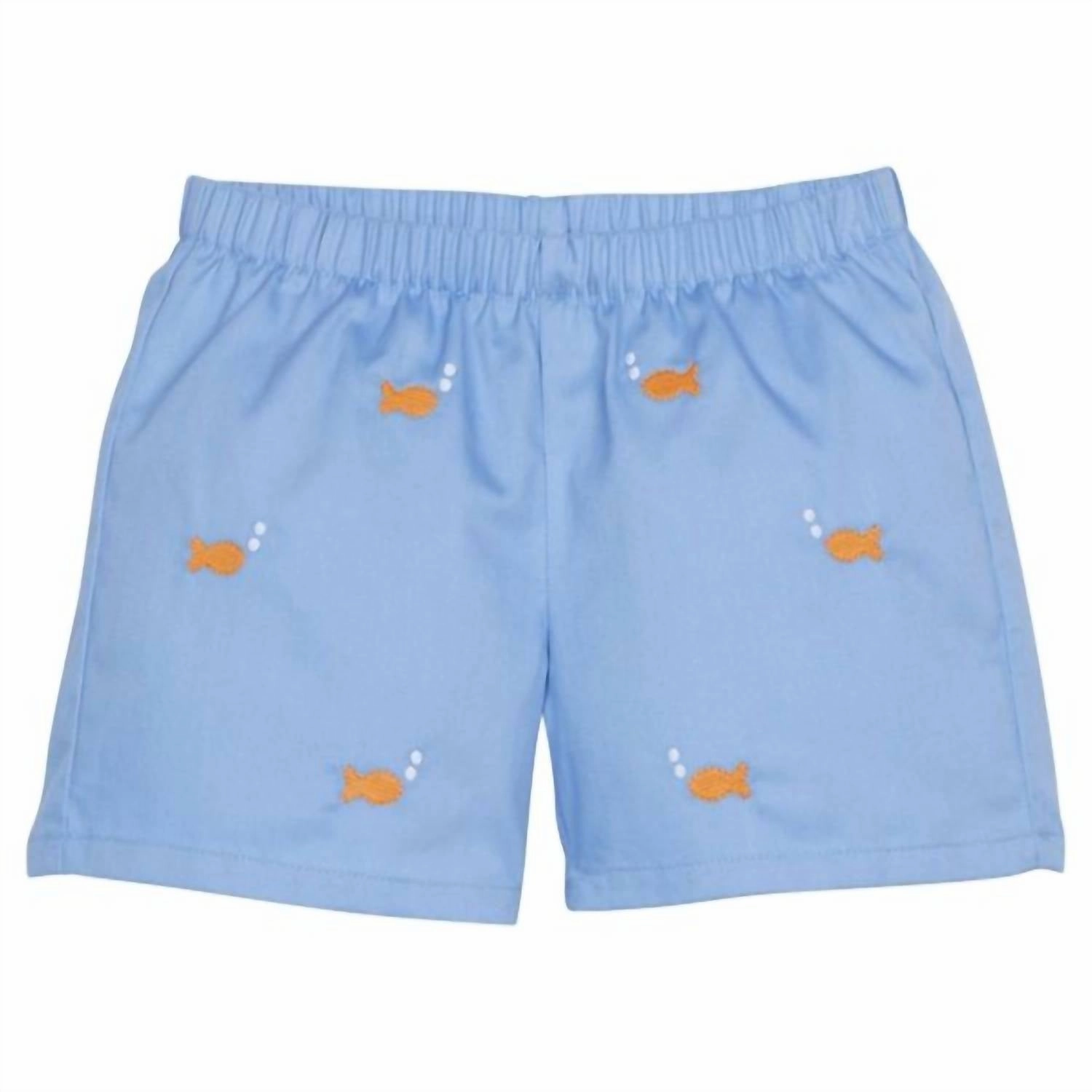 Embroidered Basic Short In Goldfish Boys Drawstring Athletic Shorts