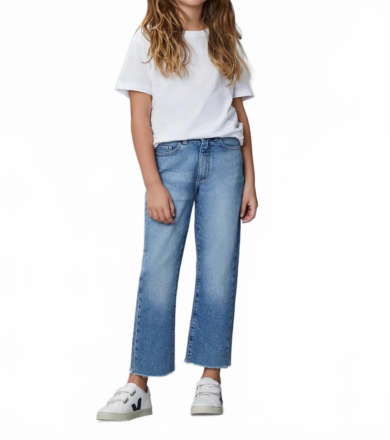 Emie Straight Hi Rise Stretch Jeans In Blue girls bootcut jeans, stretch denim girls