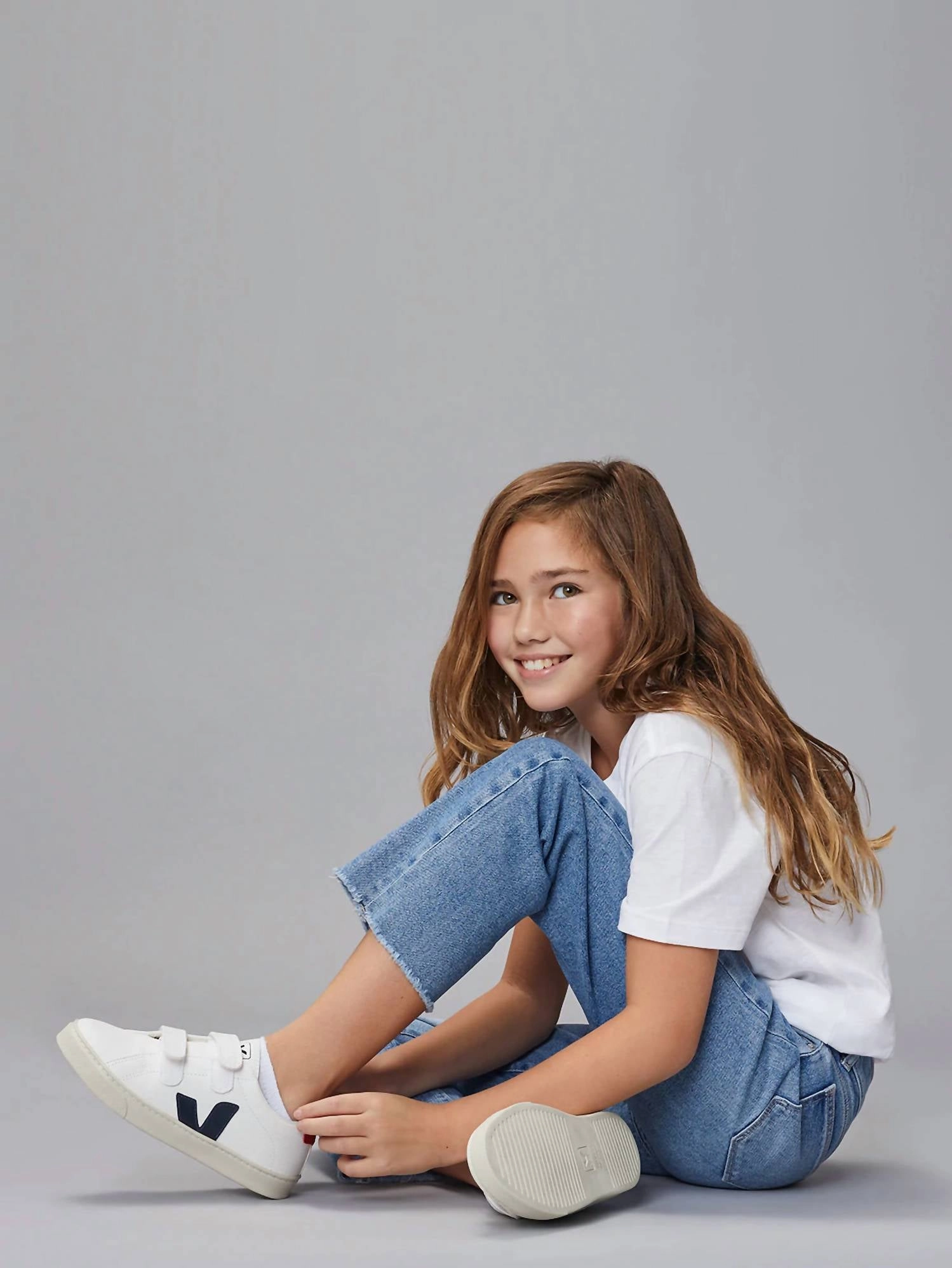 Emie Straight Hi Rise Stretch Jeans In Blue Girls Ripped Skinny Jeans