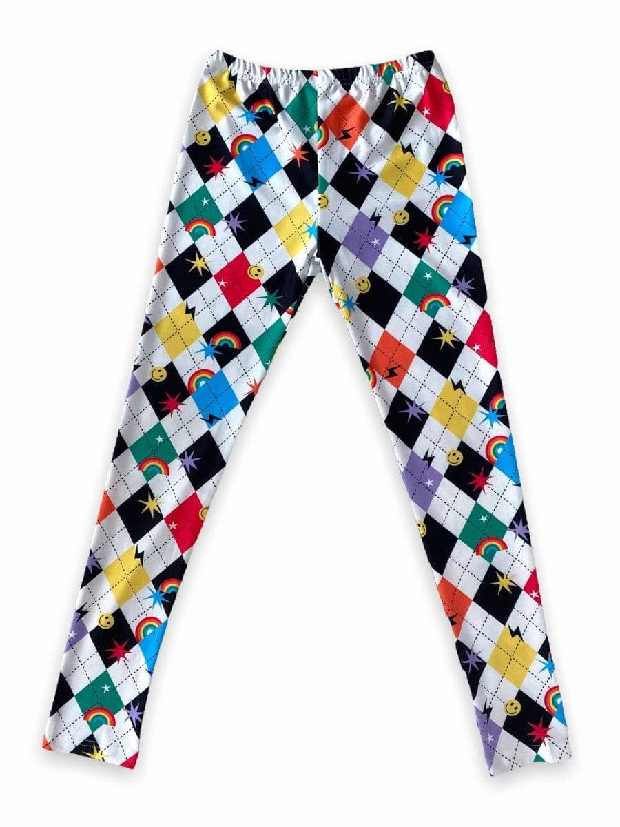 Emoji Checkered Leggings Girls Flared Leggings