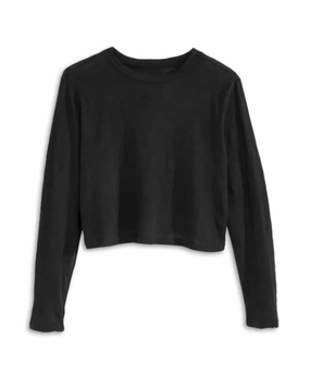 Fearless Tween Crop Long Sleeve Tee In Black ruffle tops girls, long sleeve tees girls