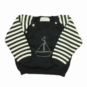 Feltman Bros. Boys Navy | White Sailboat Sweater boys cable knit, zip up knitwear boys