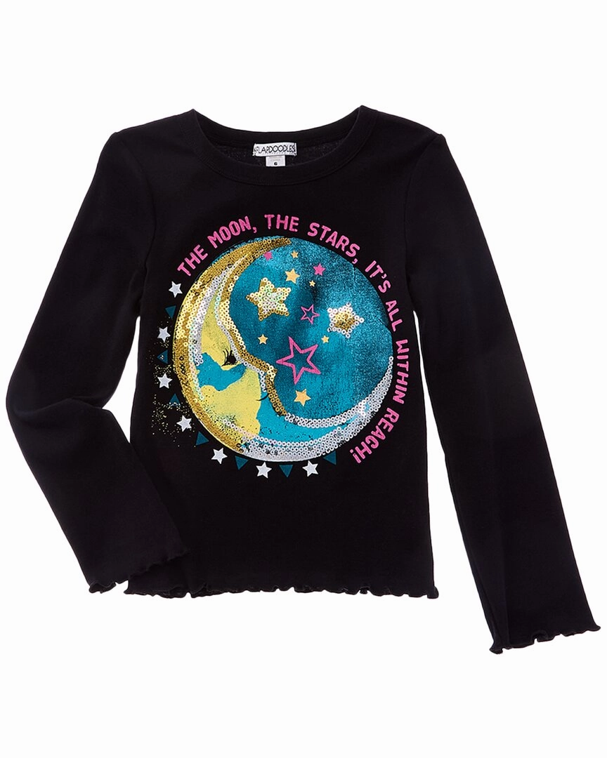 Flapdoodles Lettuce Edge Rib Top ruffle tops girls, long sleeve tees girls