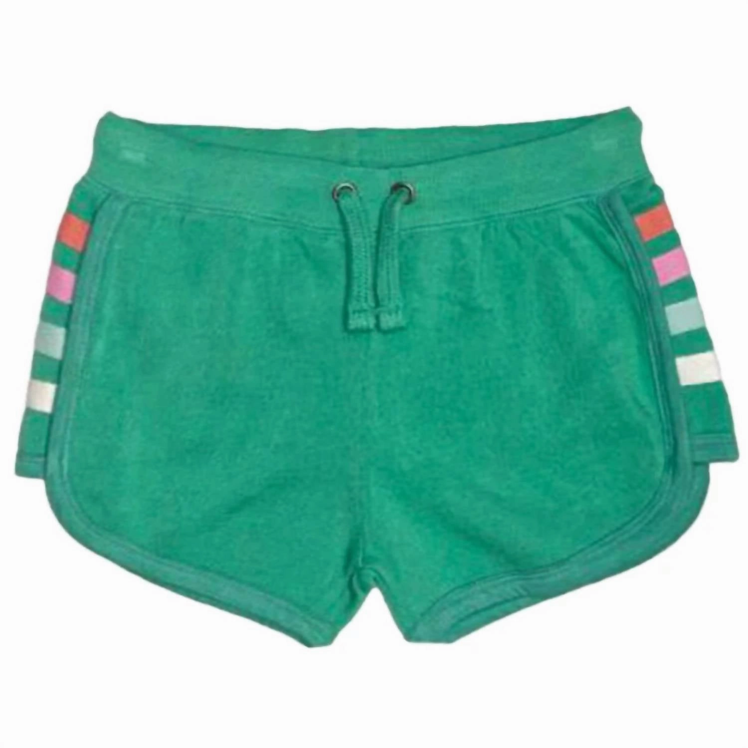 Fleece Shorts With Stripes In Heather Green Girls Scallop Hem Shorts