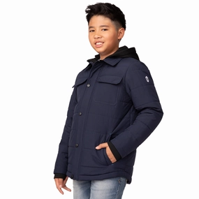 Free Country Boys' Puffer Hoodie Shacket winter jackets for boys, lightweight puffer boys