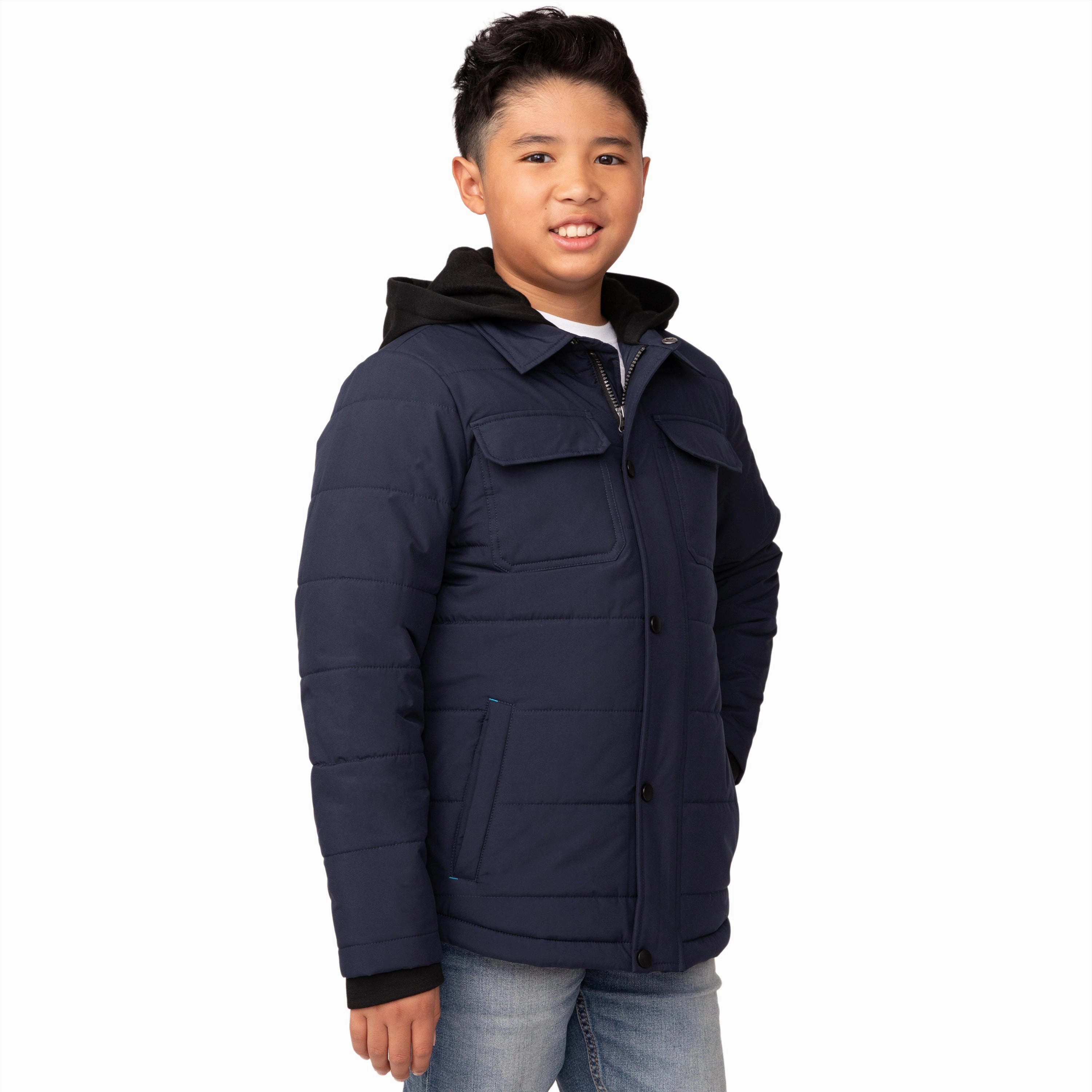 Free Country Boys' Puffer Hoodie Shacket Boys Waterproof Parka