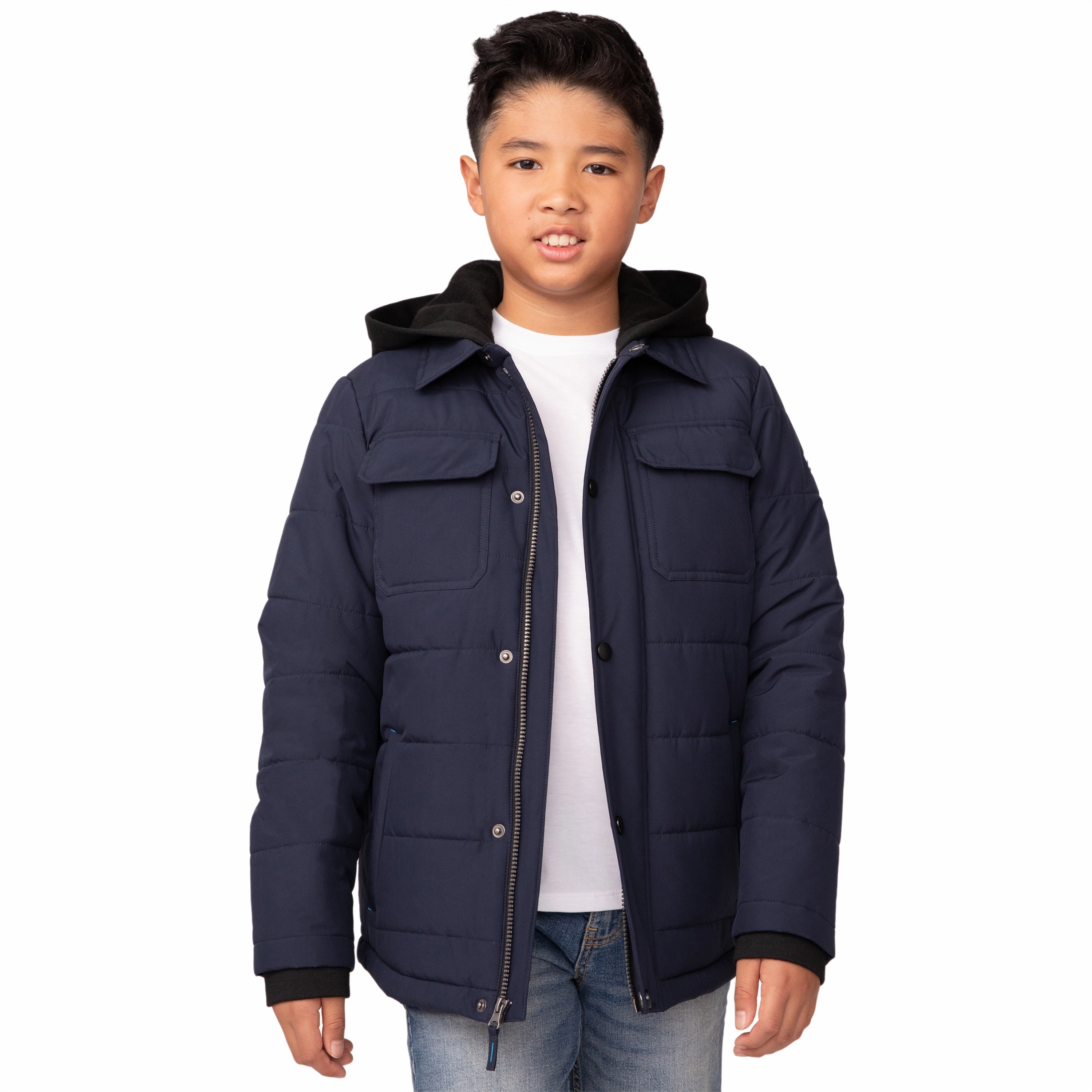 Free Country Boys' Puffer Hoodie Shacket Boys Waterproof Parka