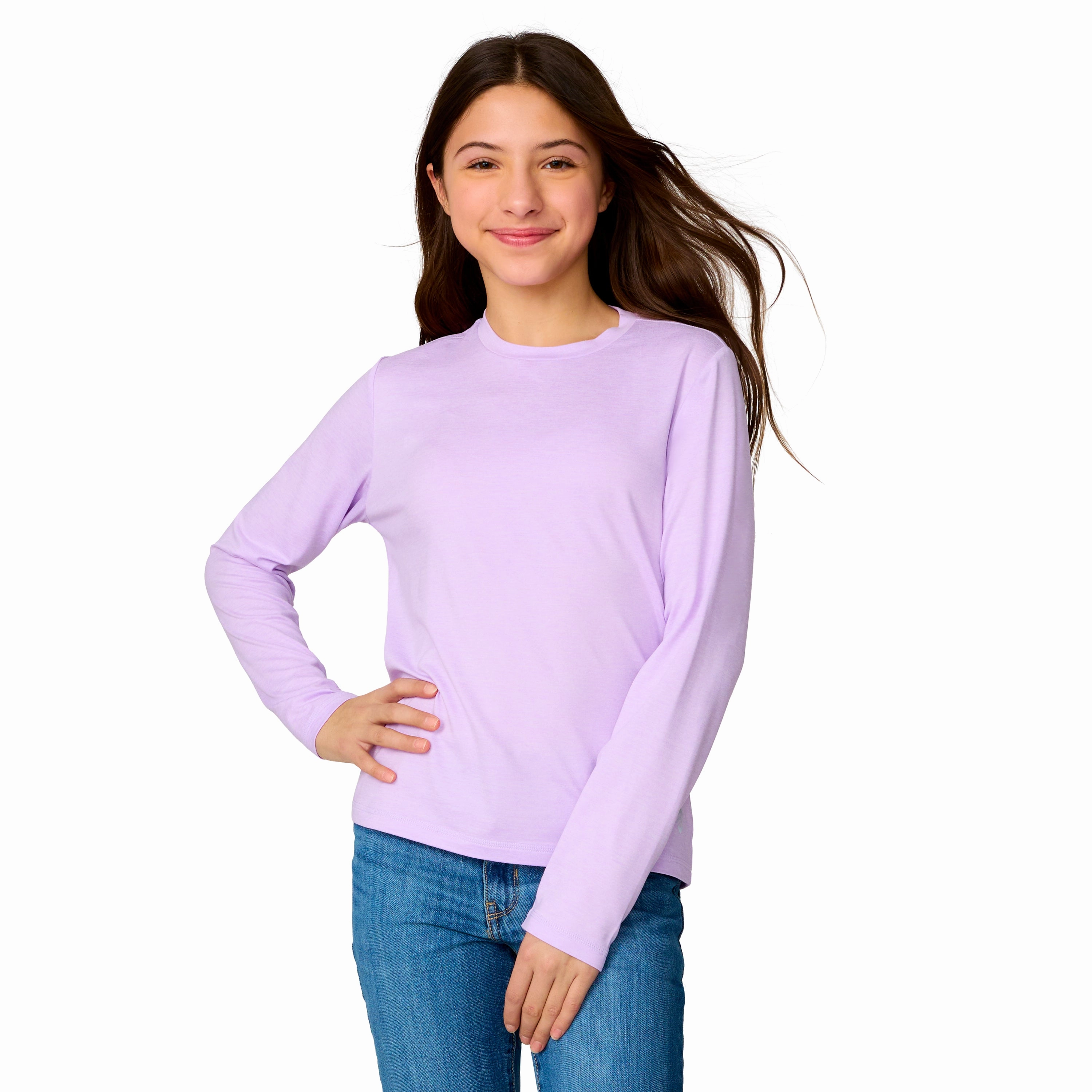 Free Country Girls' Microtech Long Sleeve Shirt Girls Tunic Top
