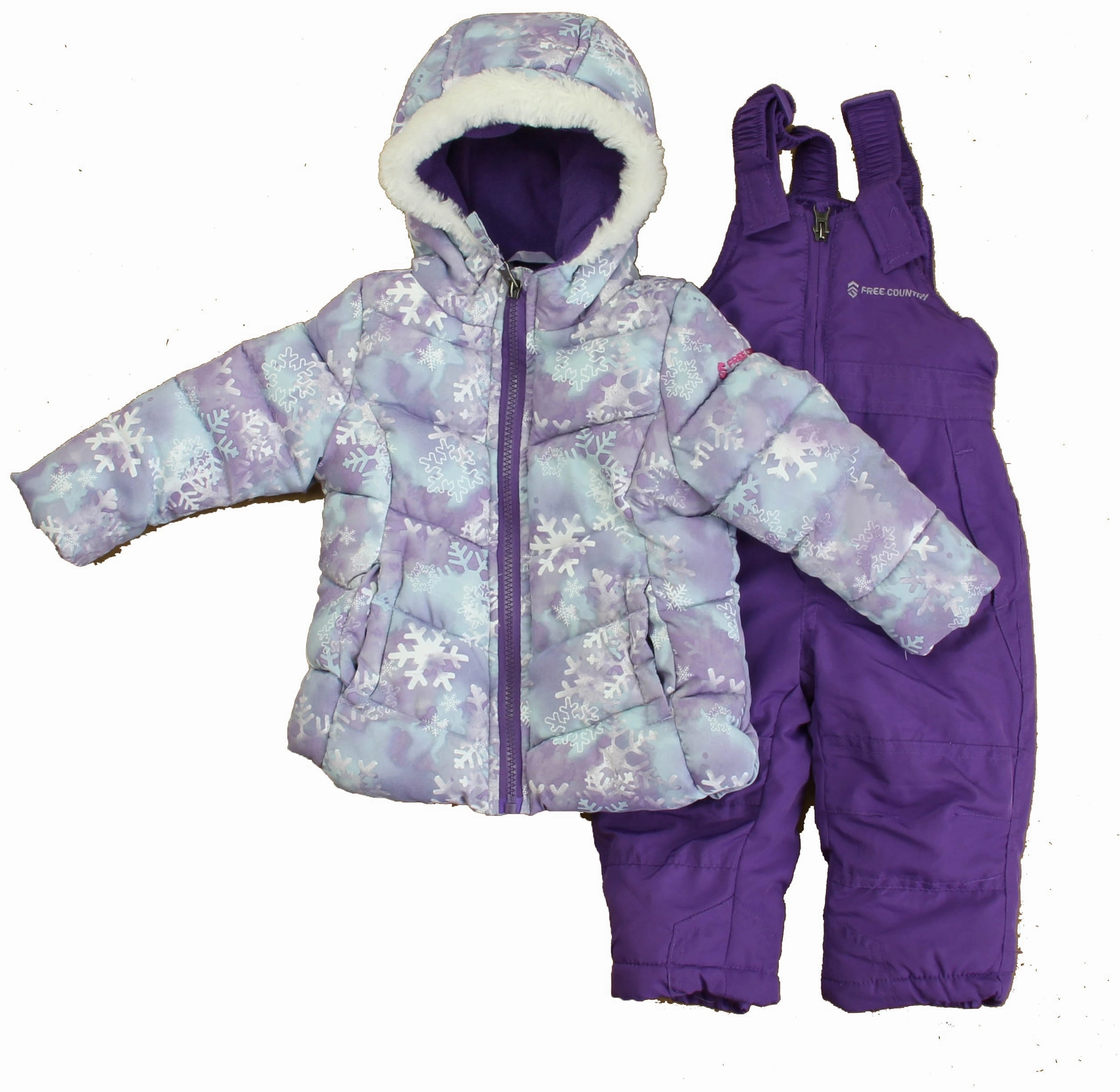 Free Country Girls Purple Snowflakes Snowsuit girls trench coats, waterproof jackets girls