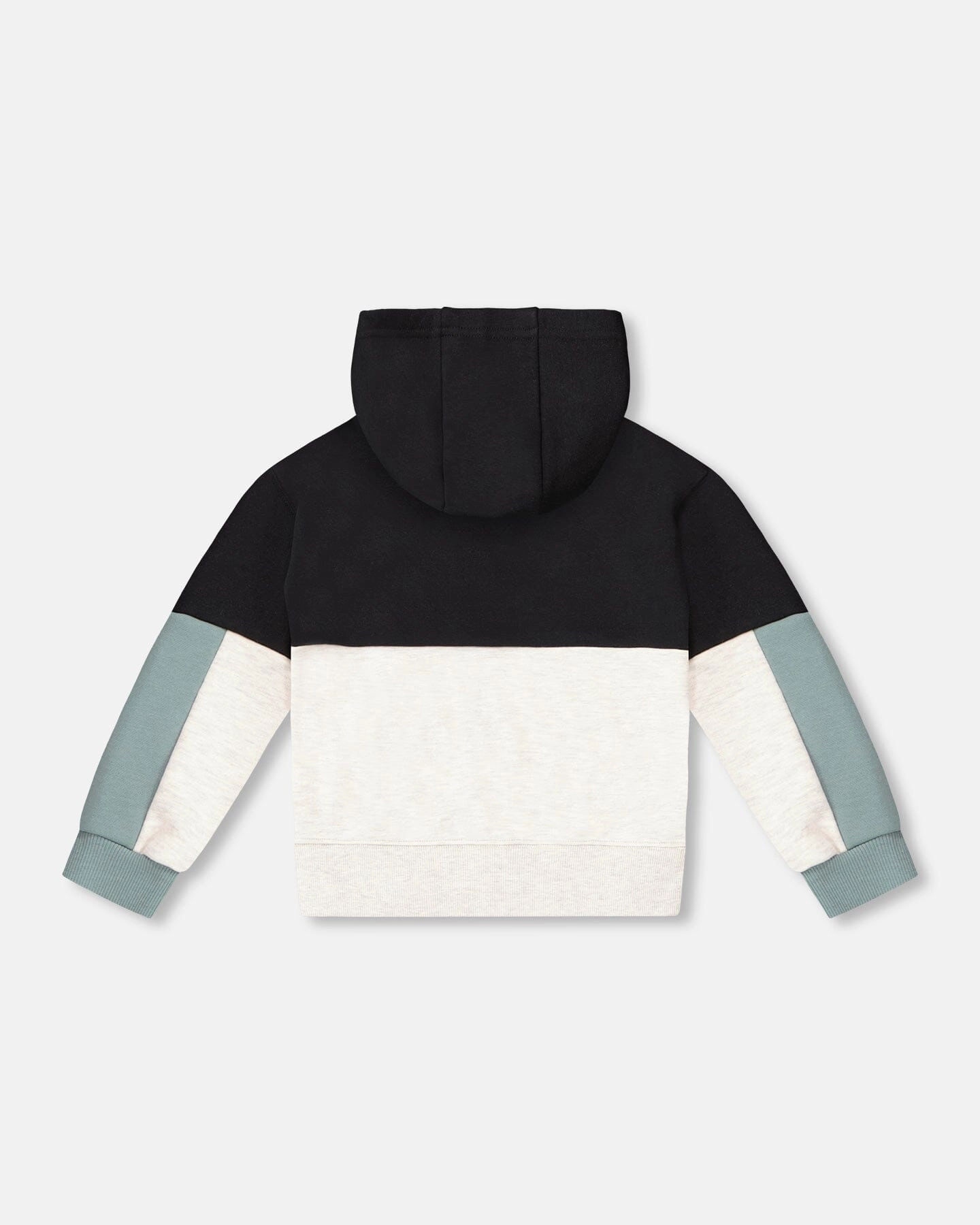 French Terry Color Block Full Zip Hoodie Cardigan Sweatshirt Black, Teal And Shimmer Boys Half Zip Pullover