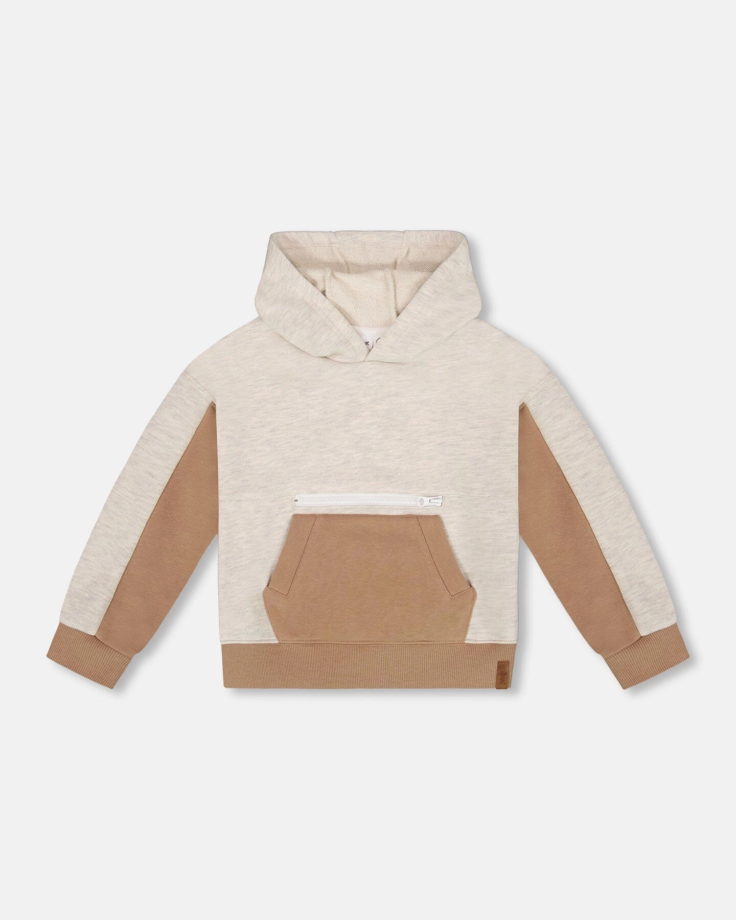 French Terry Color Block Pullover Hoodie Sweatshirt Beige And Off-White boys cable knit, zip up knitwear boys