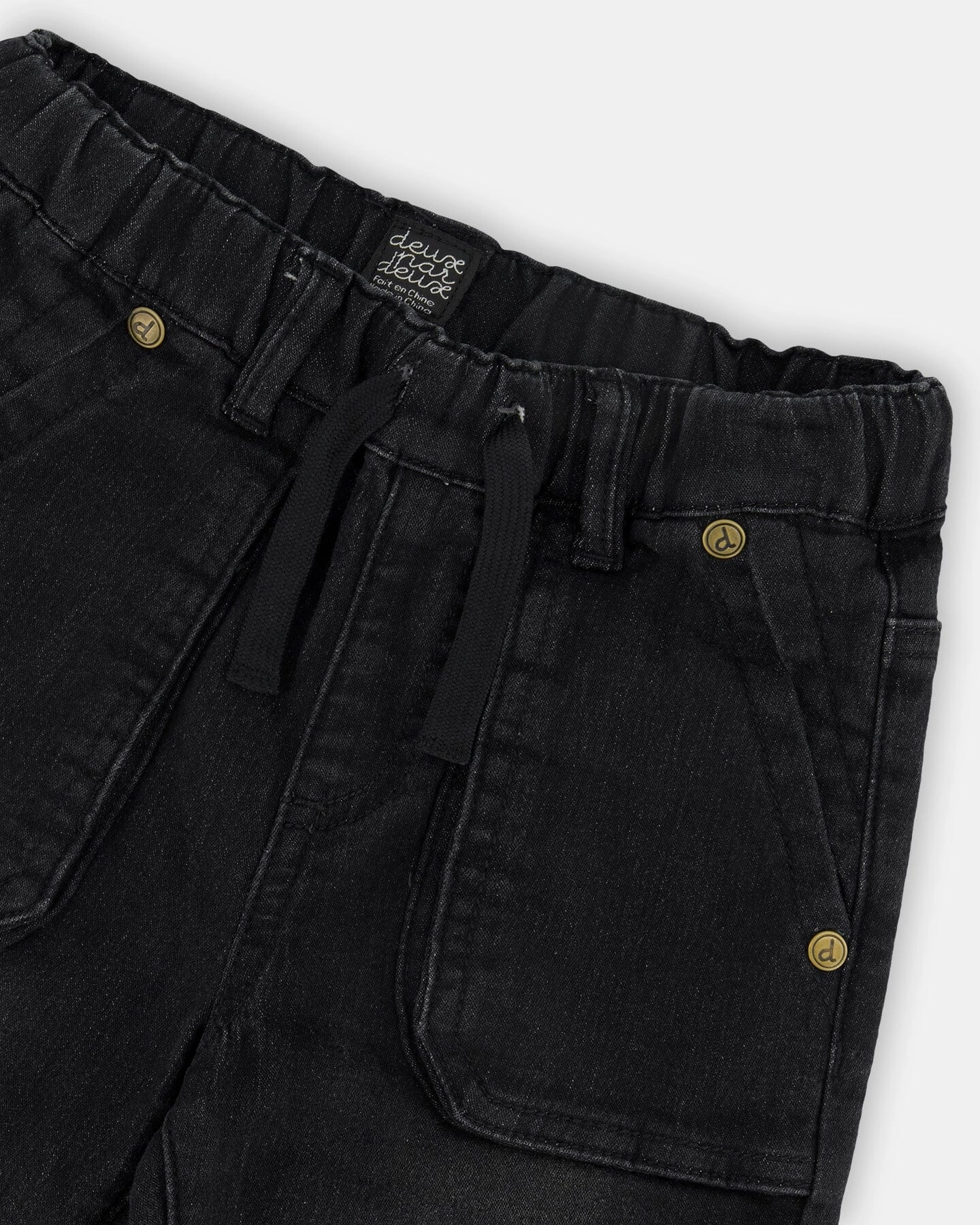 French Terry Denim Jogger Pant Black Jeans Boys Elastic Waist Trousers