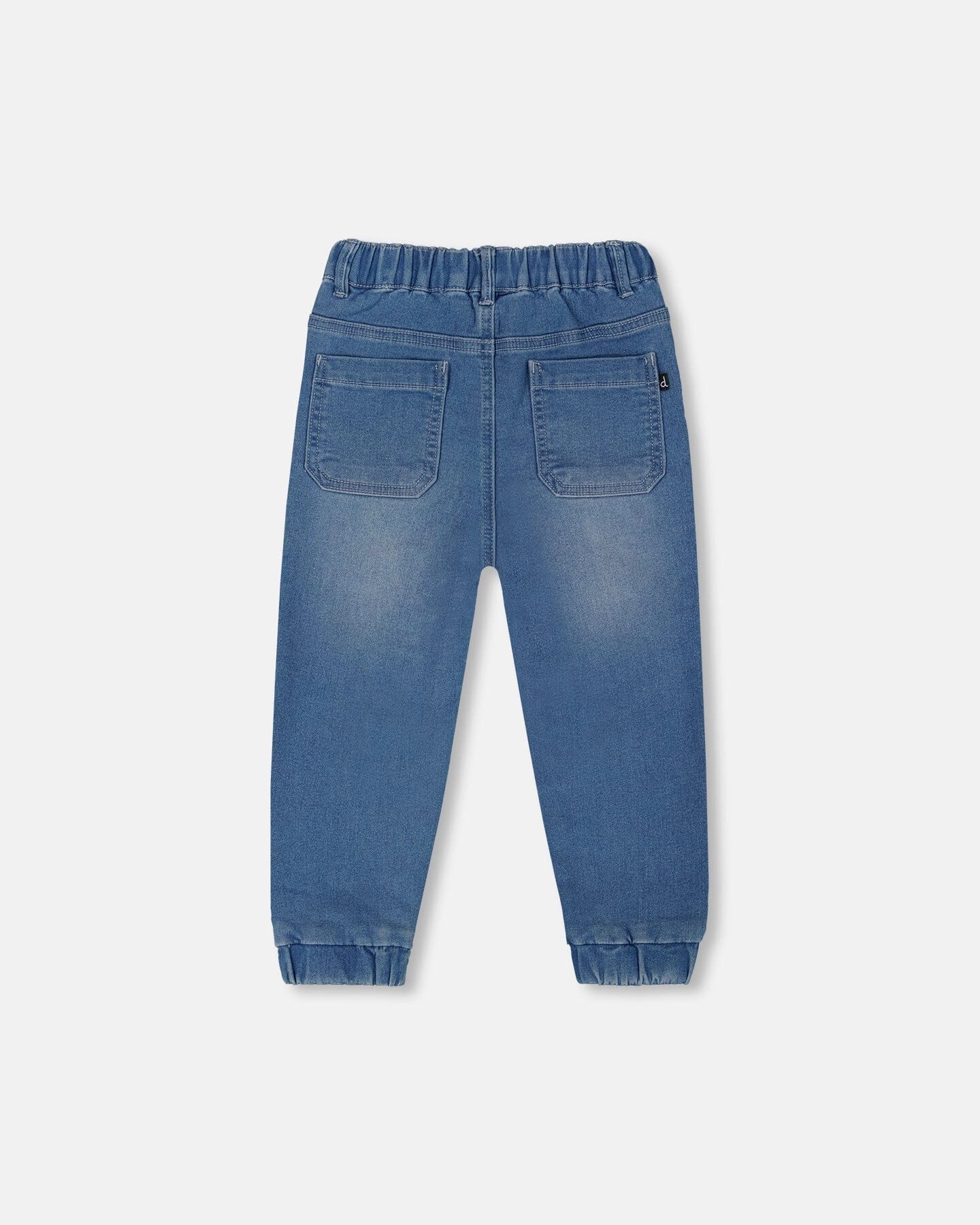 French Terry Denim Jogger Pant Denim Blue Boys Elastic Waist Trousers
