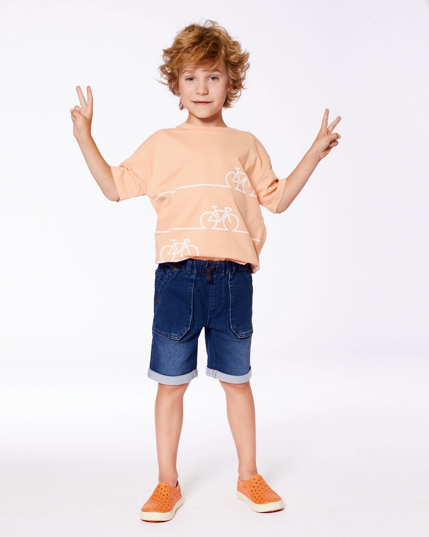 French Terry Denim Short Dark Denim Blue Boys Drawstring Athletic Shorts