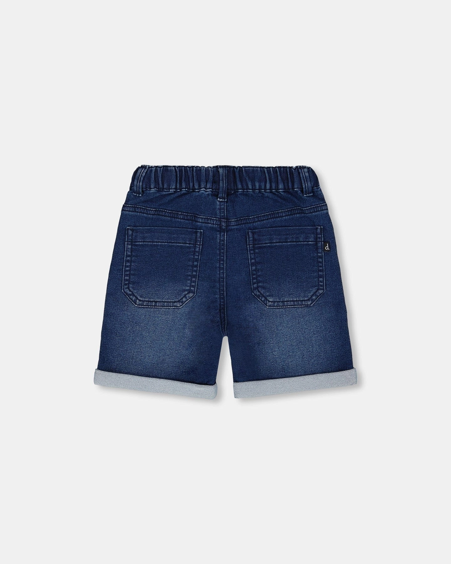 French Terry Denim Short Dark Denim Blue Boys Drawstring Athletic Shorts