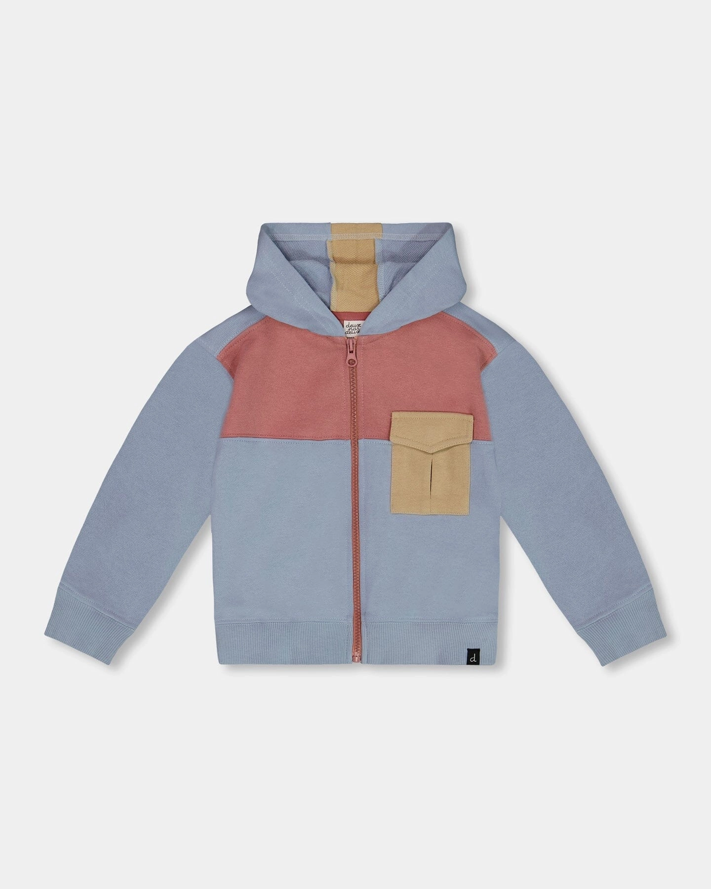 French Terry Full Zip Hoodie Sweatshirt Pale Blue And Dark Old Rose boys cable knit, zip up knitwear boys