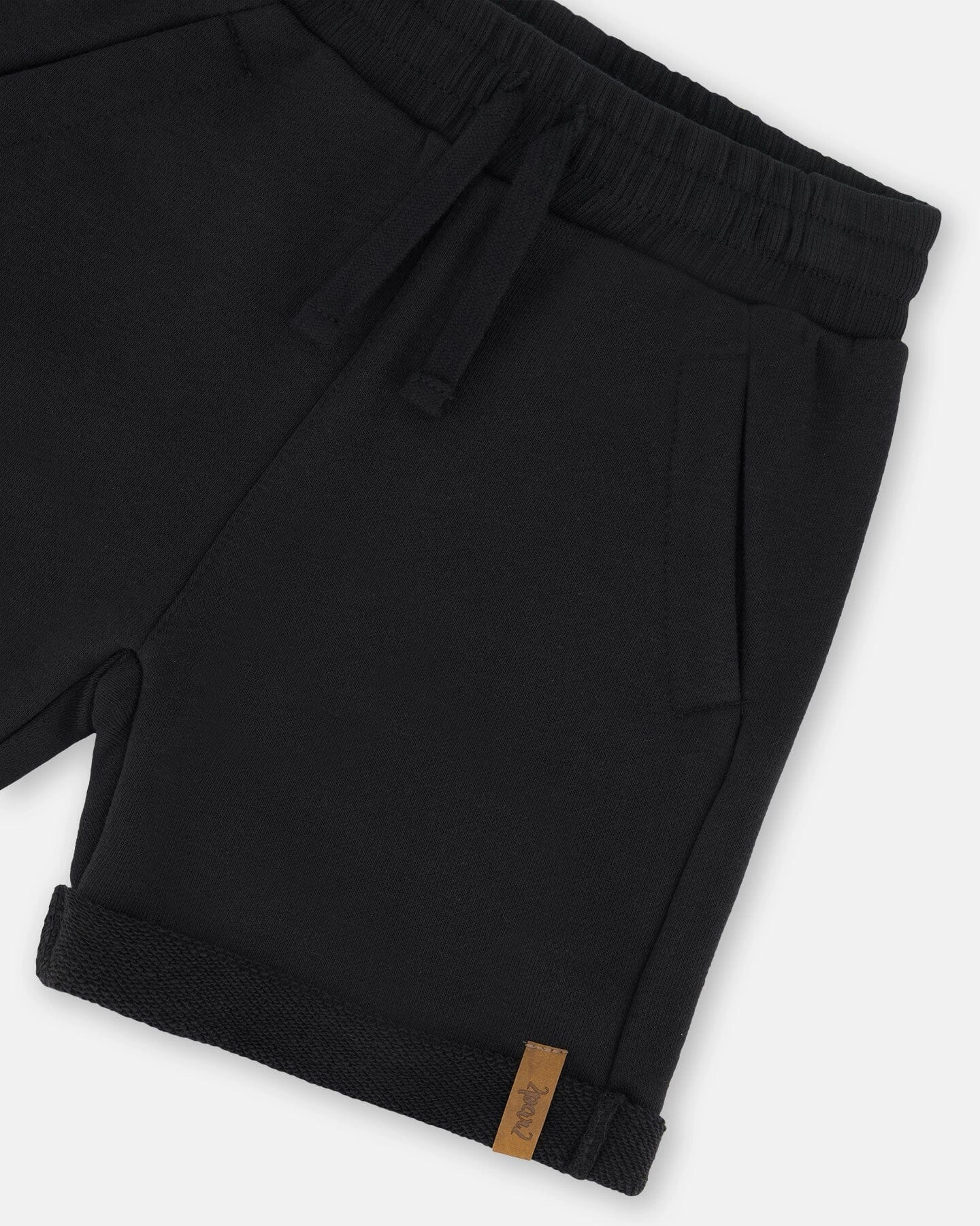 French Terry Short Black Boys Drawstring Athletic Shorts