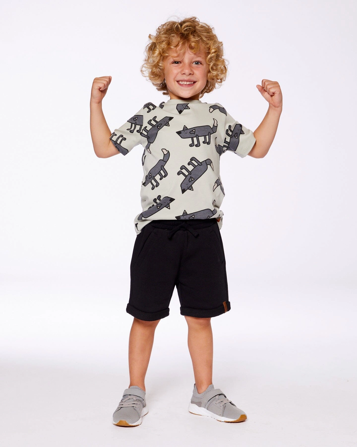 French Terry Short Black Boys Drawstring Athletic Shorts