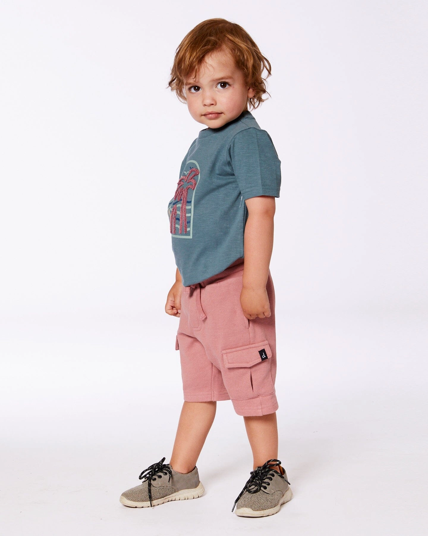 French Terry Short Dark Old Rose Boys Drawstring Athletic Shorts