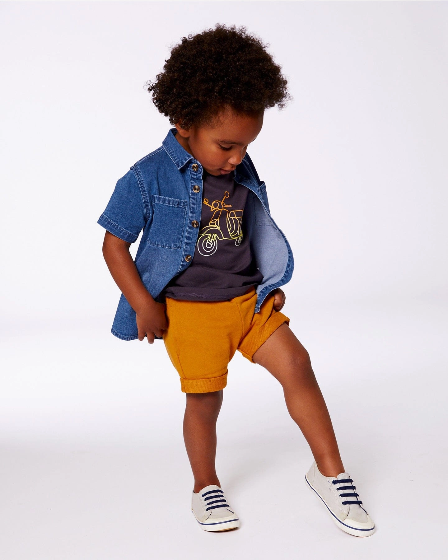 French Terry Short Vibrant Orange Boys Drawstring Athletic Shorts