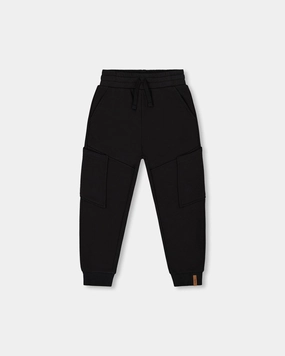 French Terry Sweatpants With Side Pockets Black boys jogger pants, school uniform pants boys