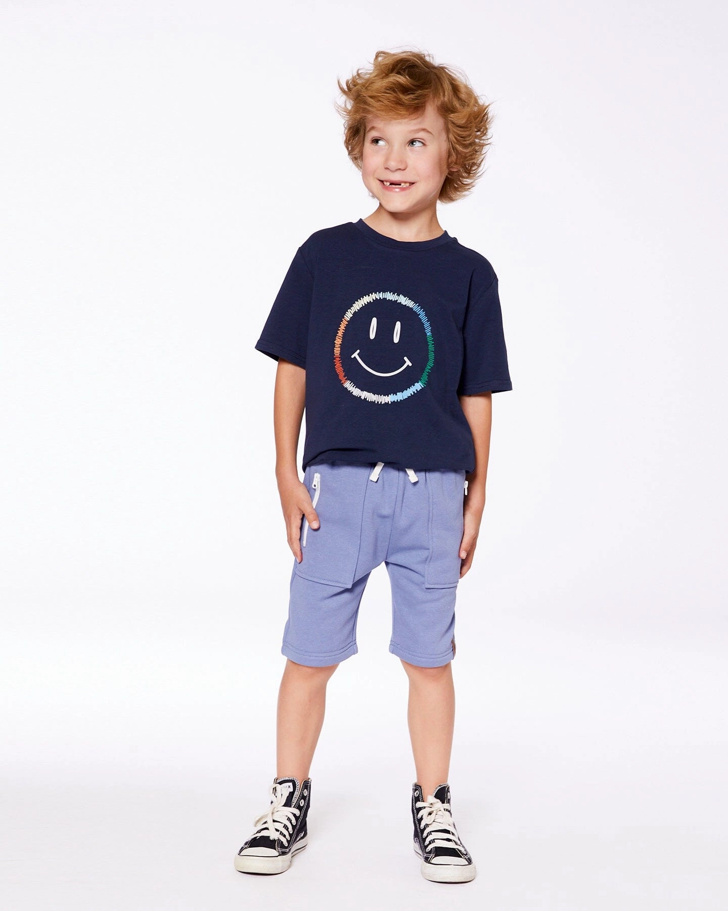 French Terry Zip Pocket Shorts Pale Mauve Blue Boys Drawstring Athletic Shorts
