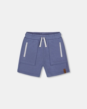 French Terry Zip Pocket Shorts Pale Mauve Blue boys athletic shorts, cargo shorts boys
