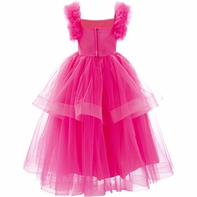 Fuchsia Peralta Sequin Ruffle Tulle Dress graphic tees for boys, polo shirts boys