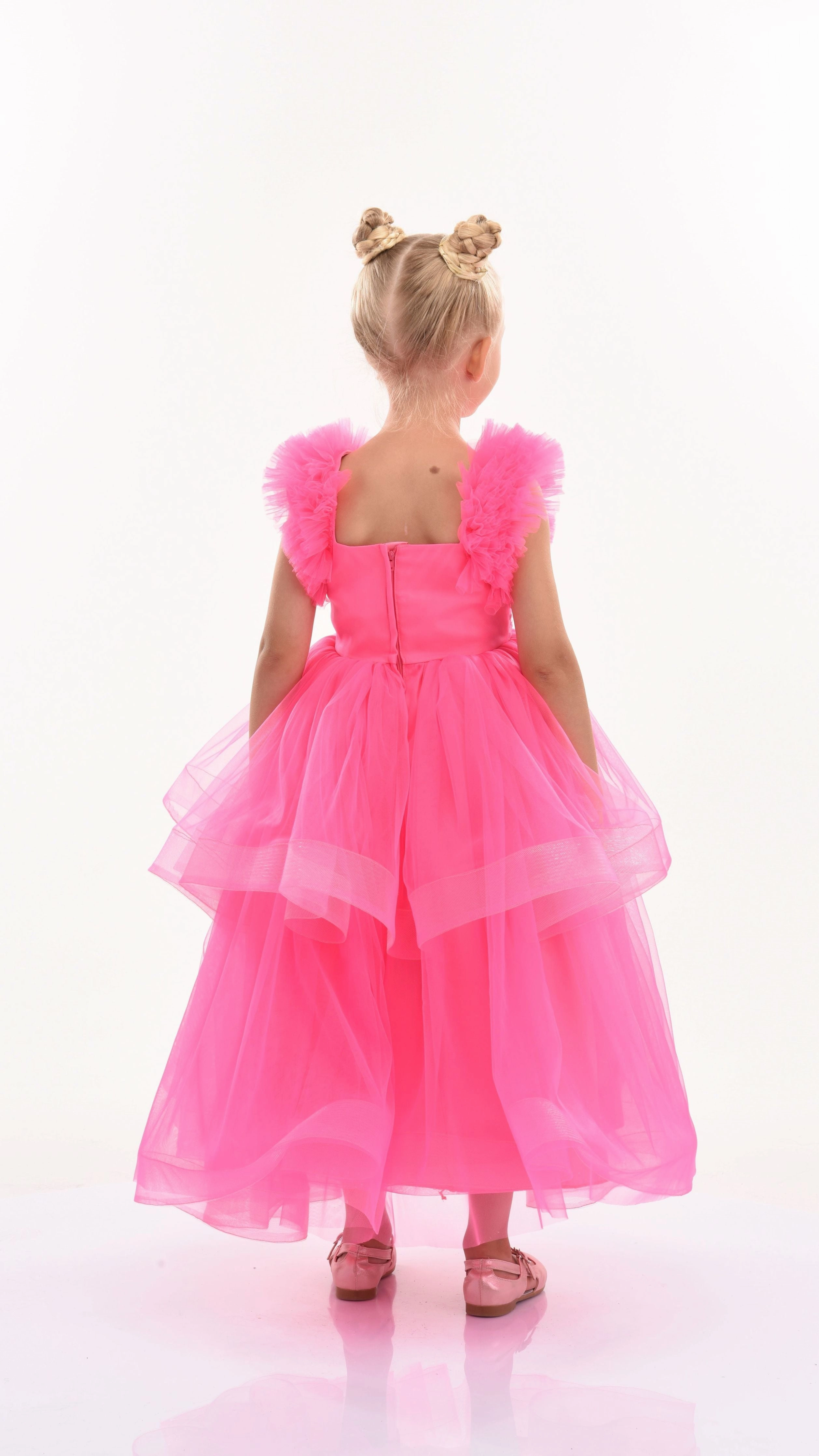 Fuchsia Peralta Sequin Ruffle Tulle Dress Boys Henley T Shirt